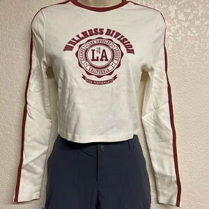 Women's White and Cherry Color Long Sleeve Logo Shirt